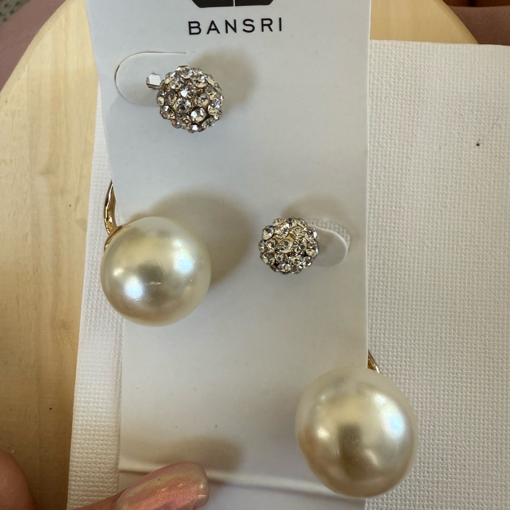 Silver and Pearl Stud Earrings
